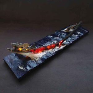 Diorama Vought OS2U Kingfisher versus Mitsubishi A6M Zero.