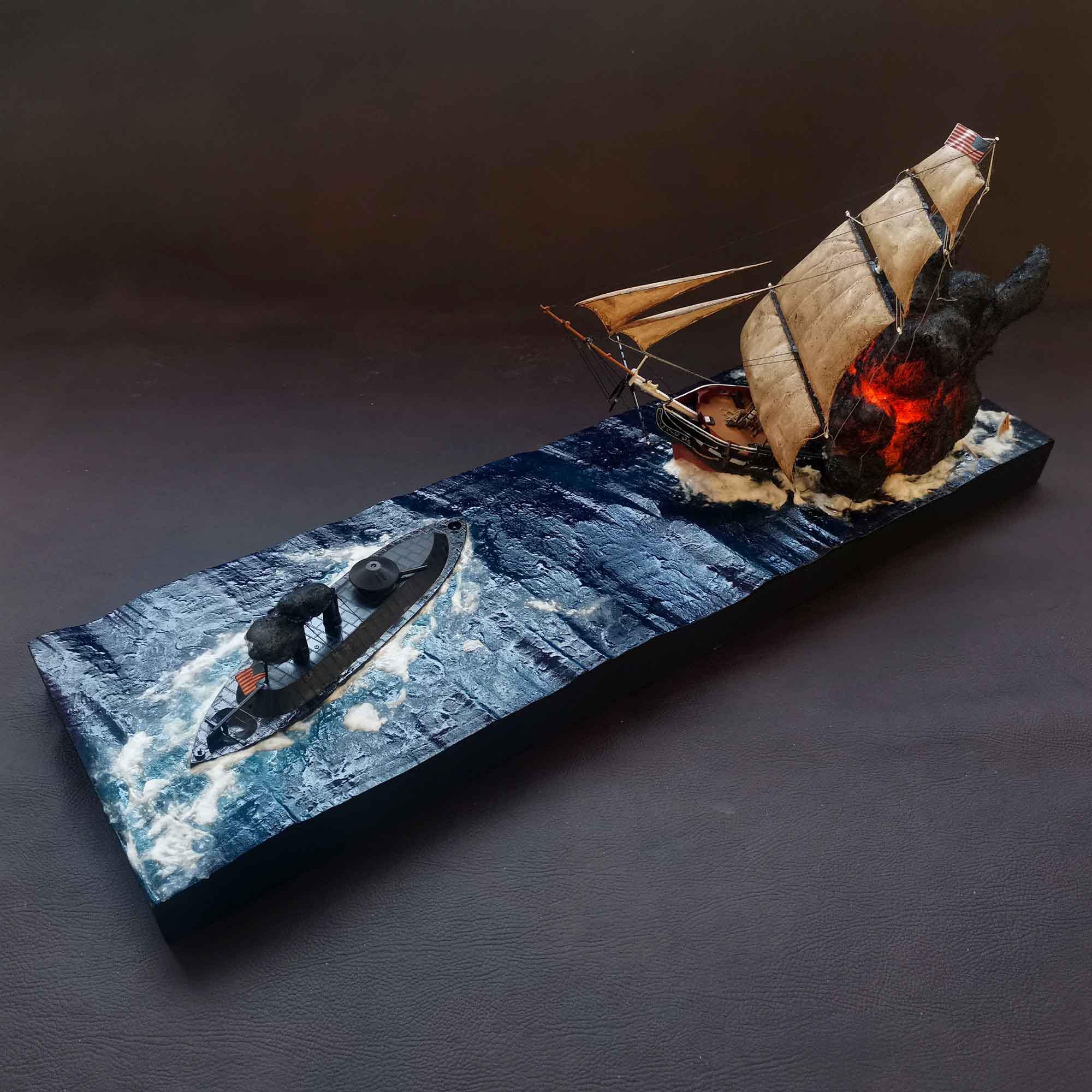 Diorama batalla Hampton Roads.