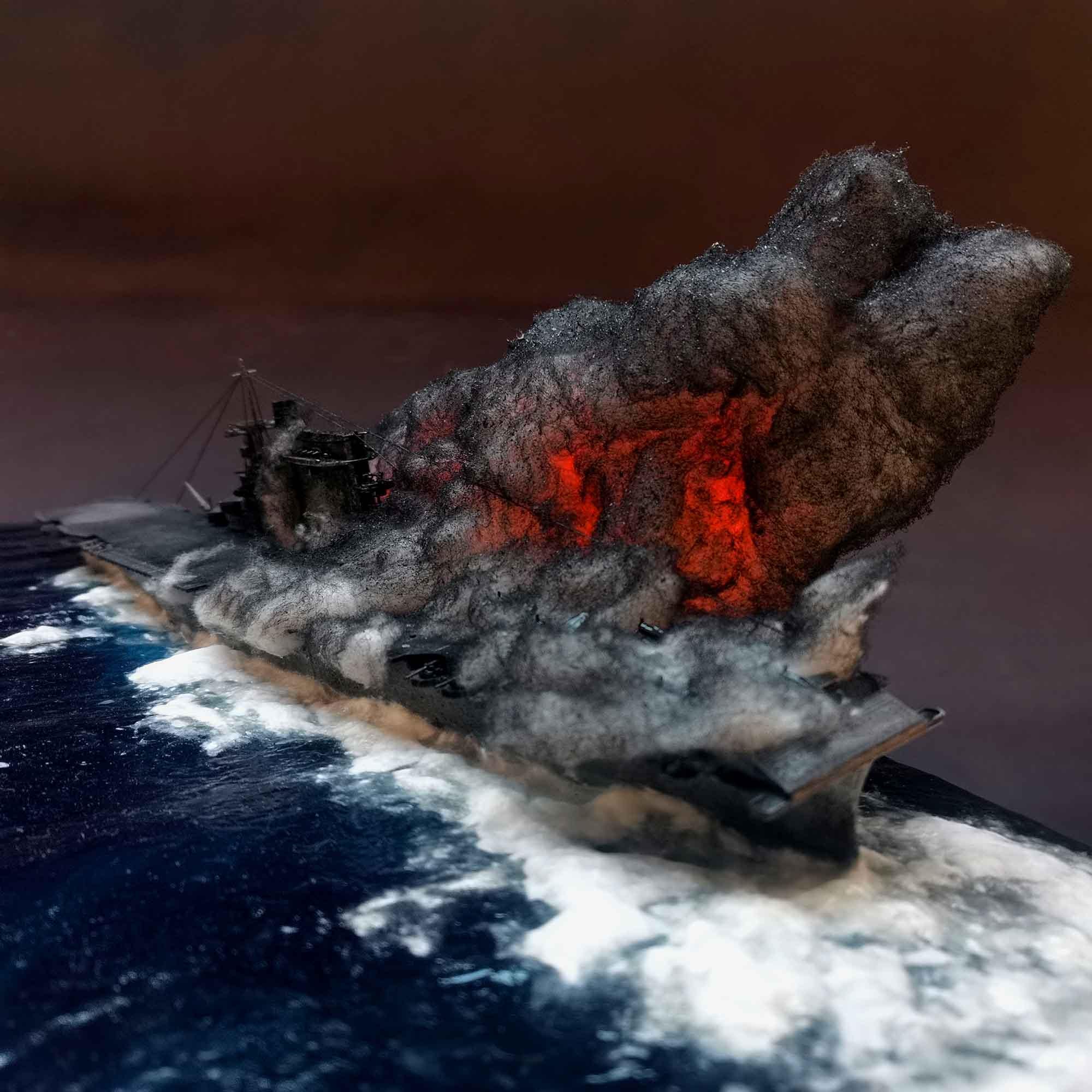 Diorama hundimiento portaaviones USS CV 2 Lexington. - Imagen 5