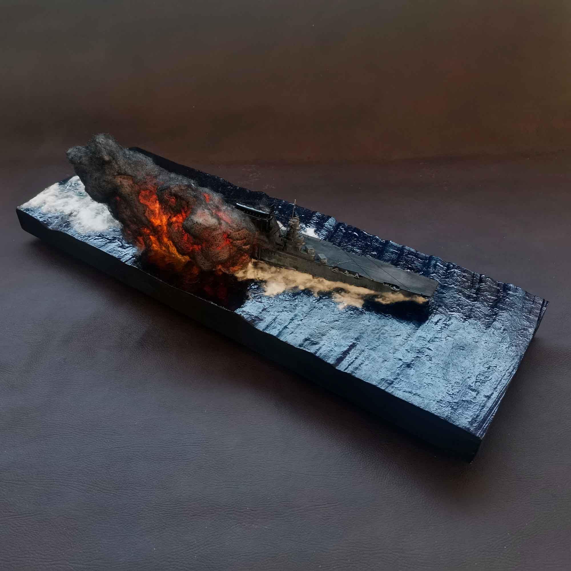 Diorama hundimiento portaaviones USS CV 2 Lexington. - Imagen 3