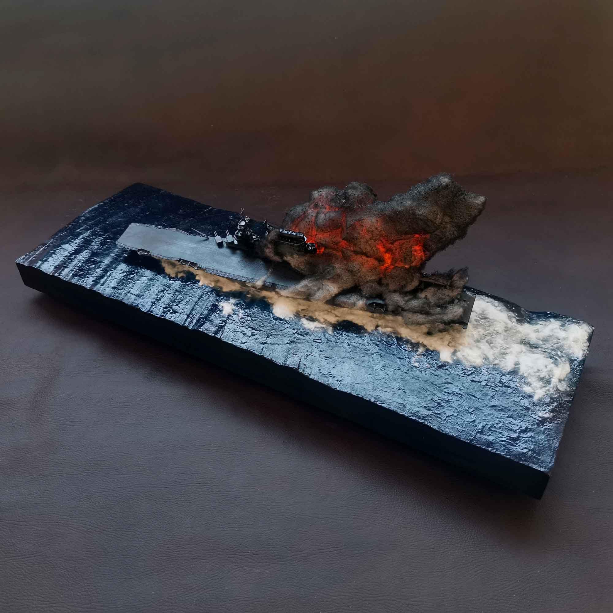 Diorama hundimiento portaaviones USS CV 2 Lexington. - Imagen 6