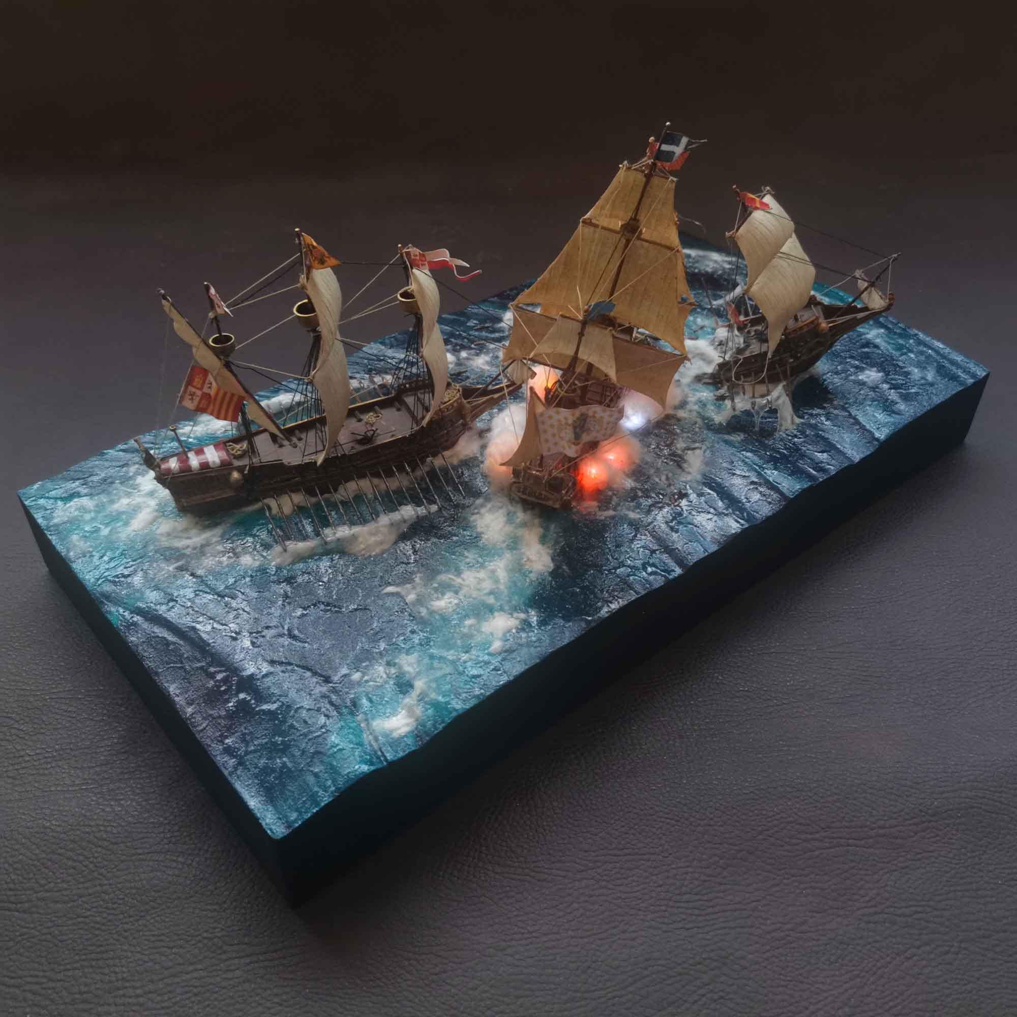 Diorama batalla naval galeones. Escala 1/450. - Imagen 4