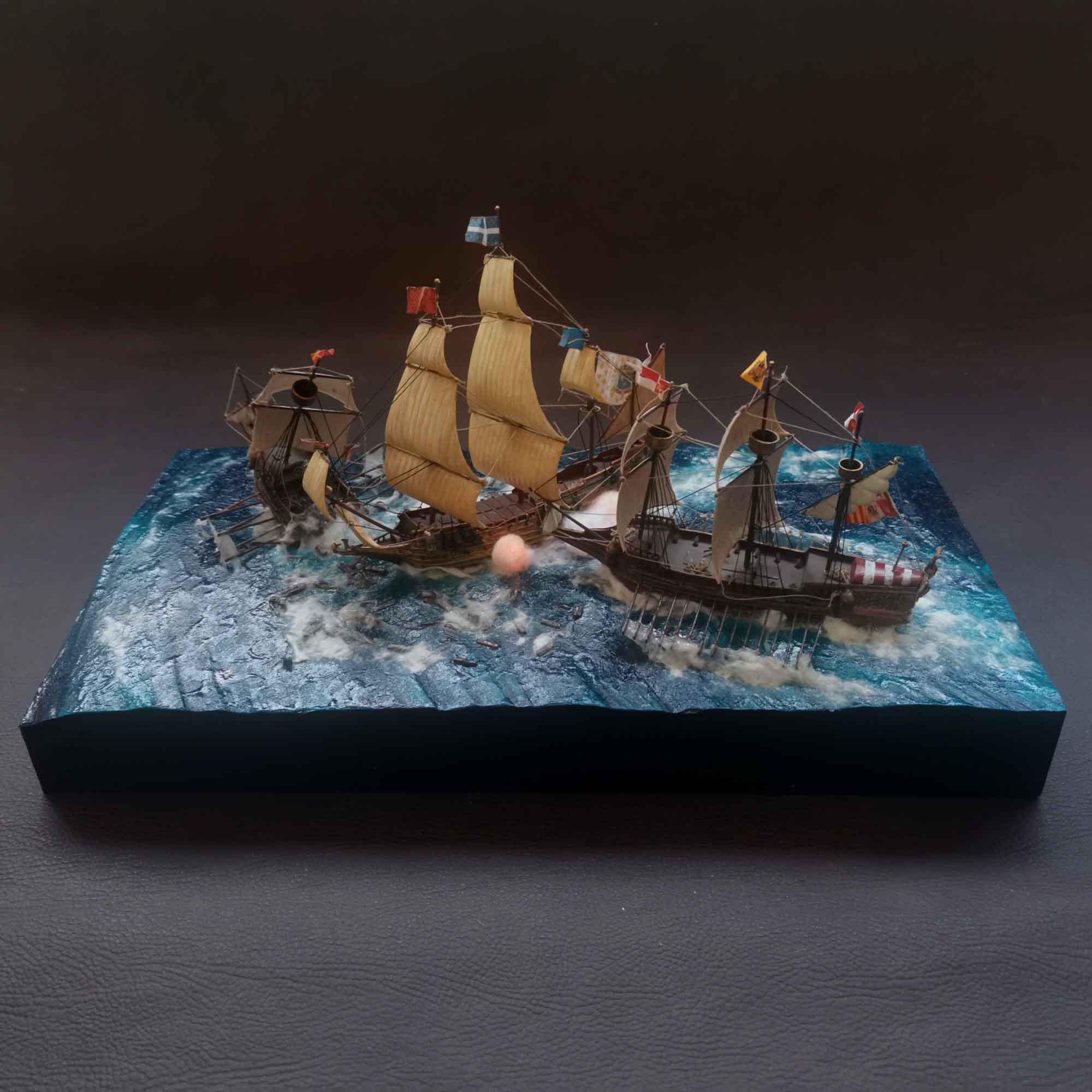 Diorama batalla naval galeones. Escala 1/450. - Imagen 6