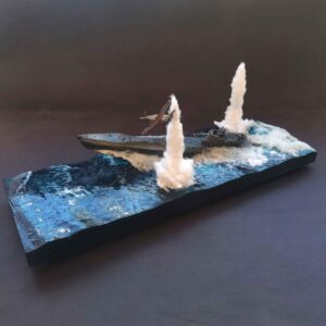 Diorama ataque P 51 Mustang a u boat VII. Escala 1:144.