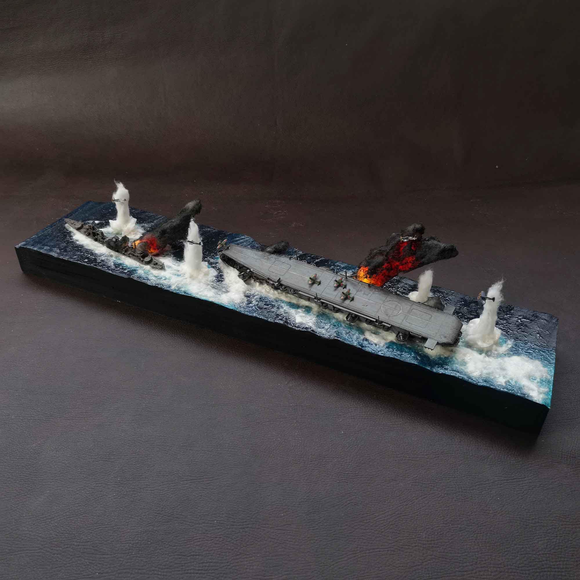 Diorama ataque a la flotilla portaaviones Unyo. Escala 1/700 - Imagen 6