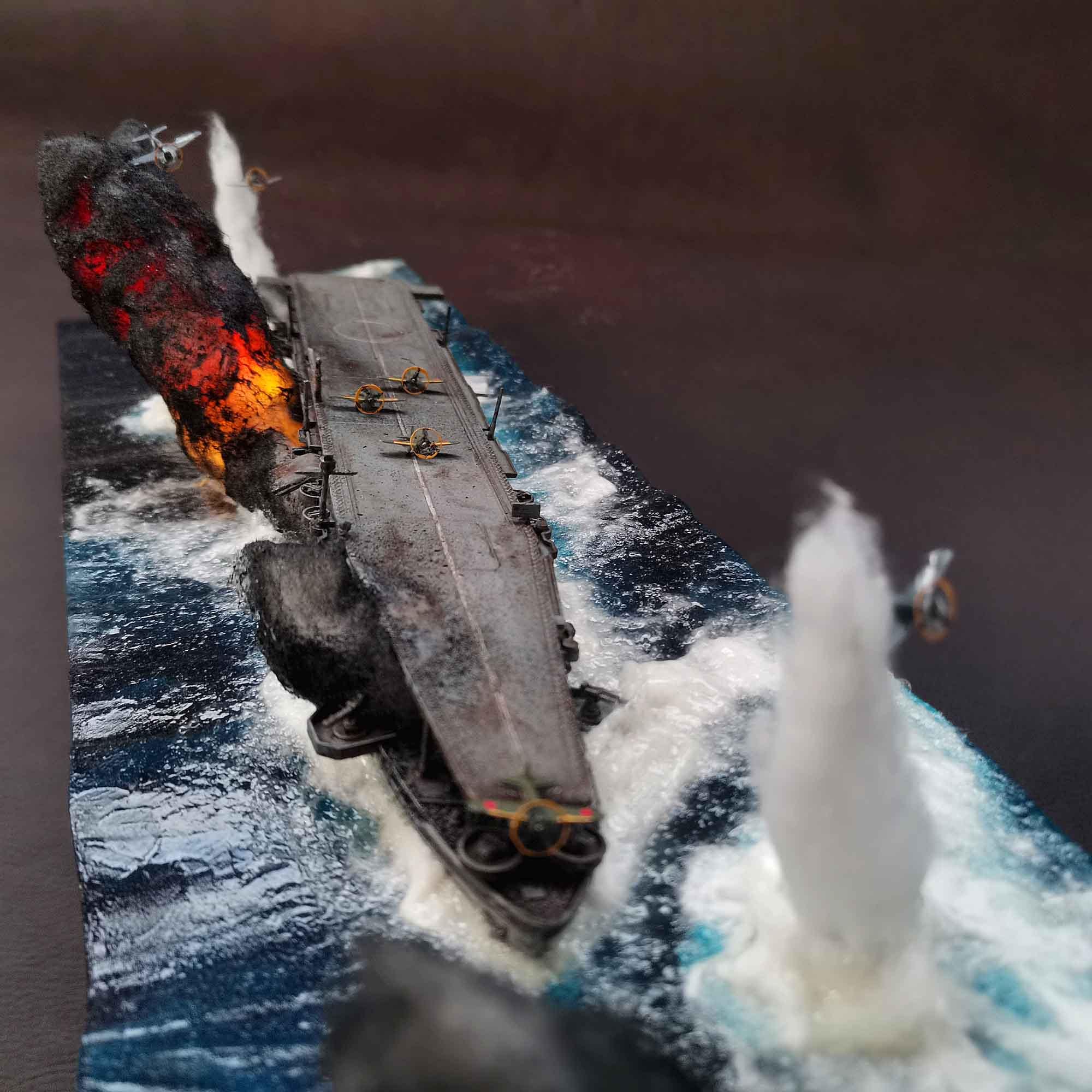 Diorama ataque a la flotilla portaaviones Unyo. Escala 1/700 - Imagen 8